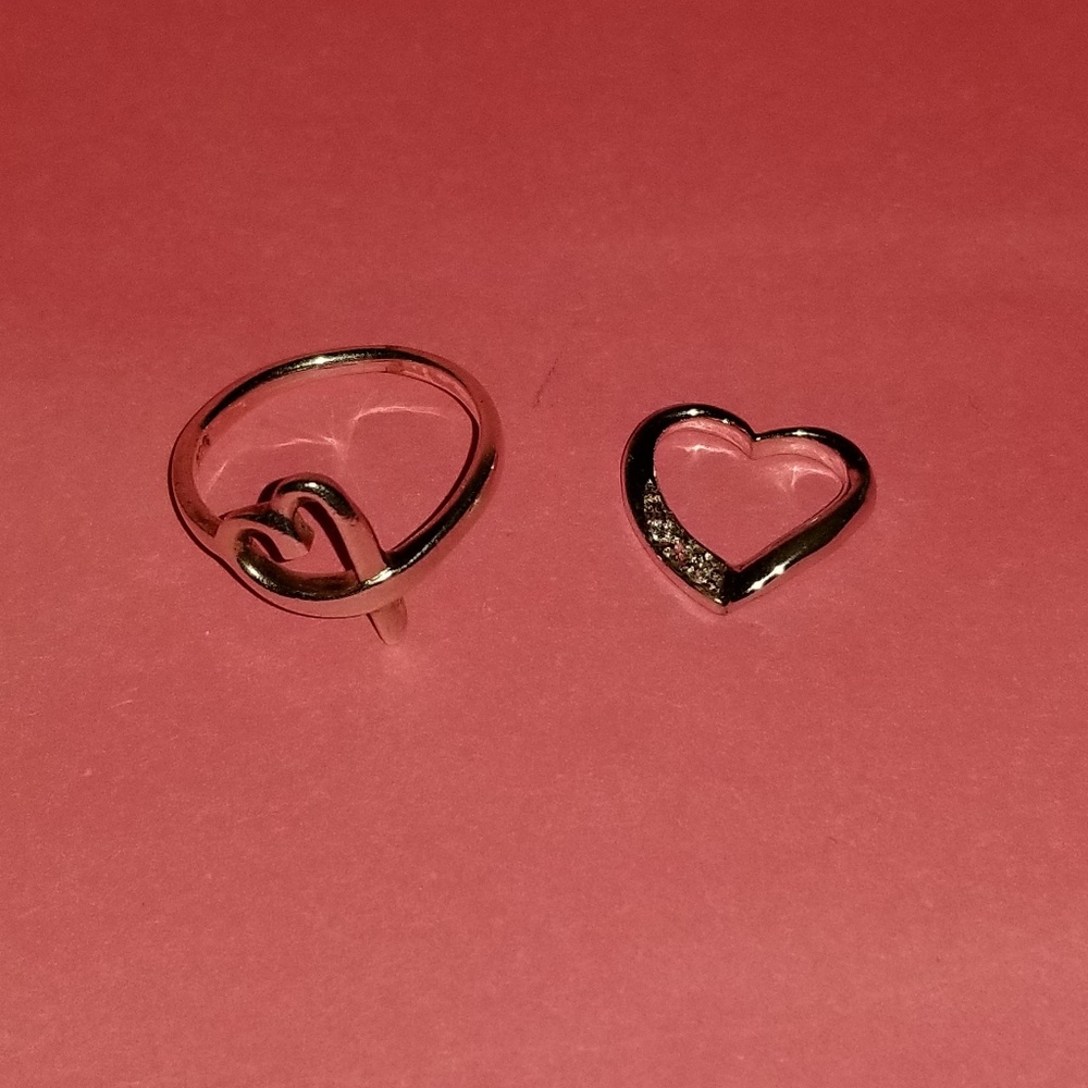 .925 Sterling Silver Ring  &  floating Heart Set
